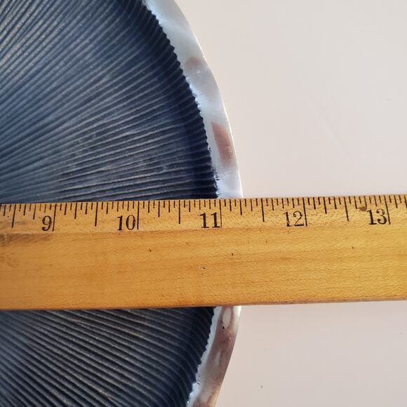 Simply Designz Enamel Cake Plate  Blue Aluminum Enamel Round Fluted Platter 11" - Picture 8 of 9